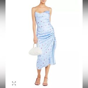 O.P.T‎ Mina Floral Print Cowl Neck Midi Dress Blue Red Floral Size Small